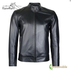 Black Leather Bomber Jacket